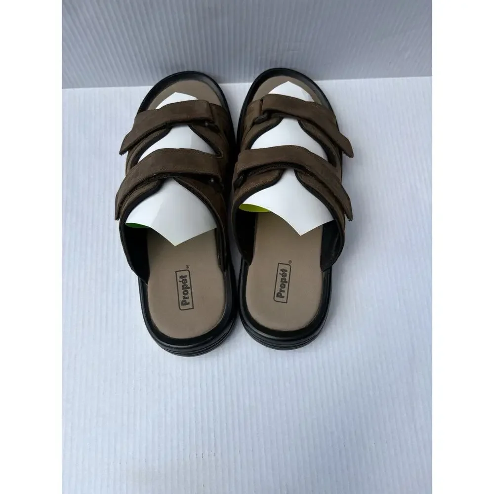 Propet Vero Men’s Brown Leather Slide Sandals Size 15 XX 5E Extra Wide Comfort